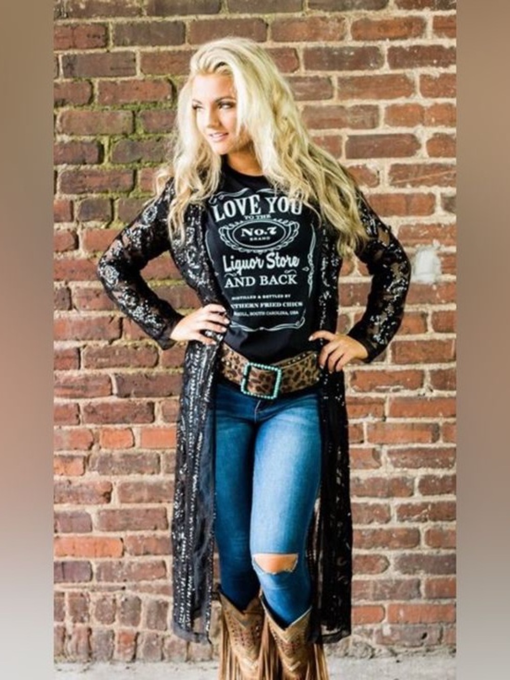 Southern Fried Chicken Black Sequin Duster